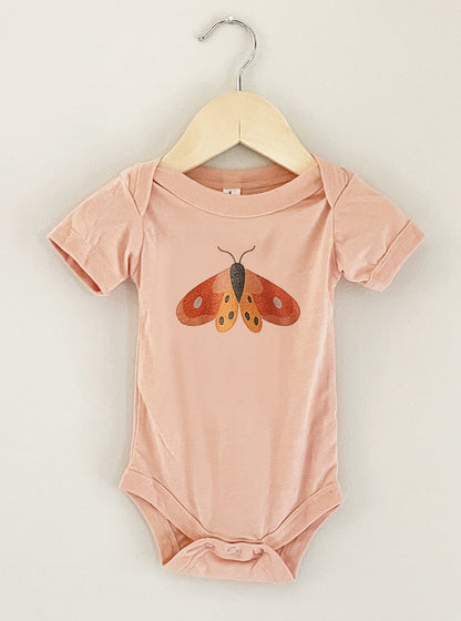 Social Butterfly Peach Baby Onesie
