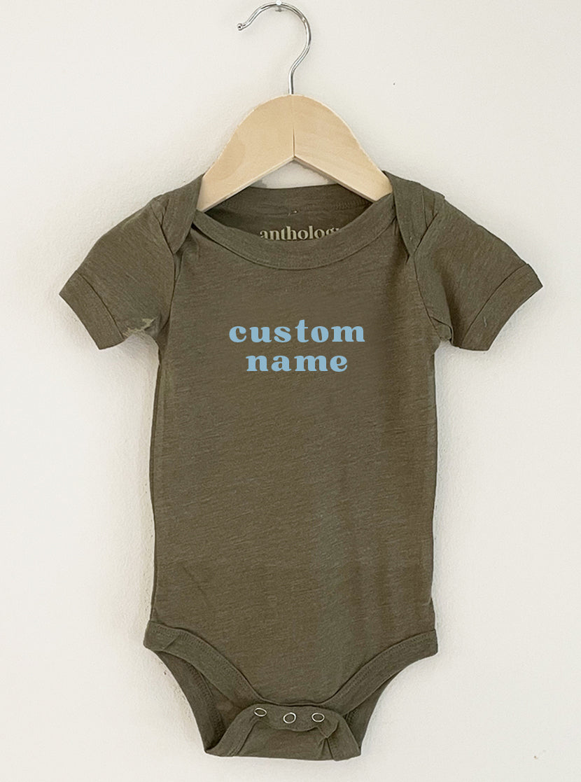 Custom Name Baby Onesie | Olive