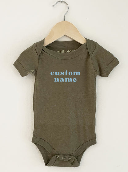 Custom Name Baby Onesie | Olive