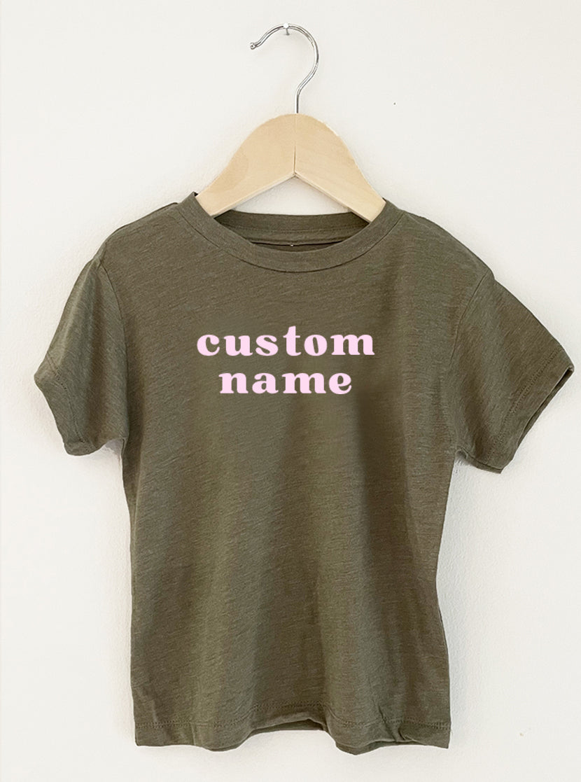 Custom Name Kid's Graphic T-Shirt | Olive