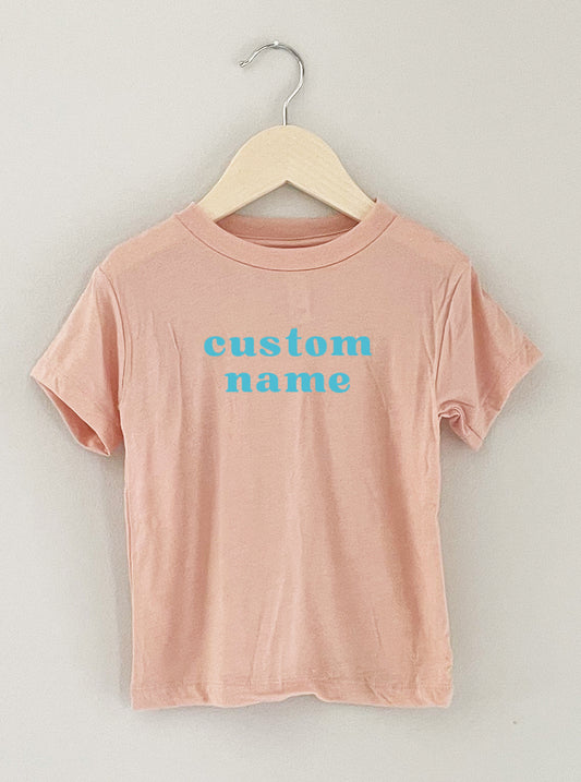 Custom Name Kid's Graphic T-Shirt | Peach