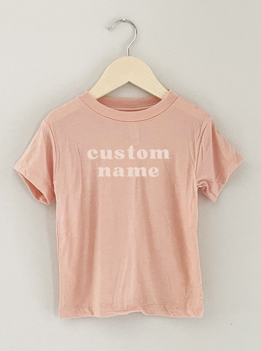 Custom Name Kid's Graphic T-Shirt | Peach